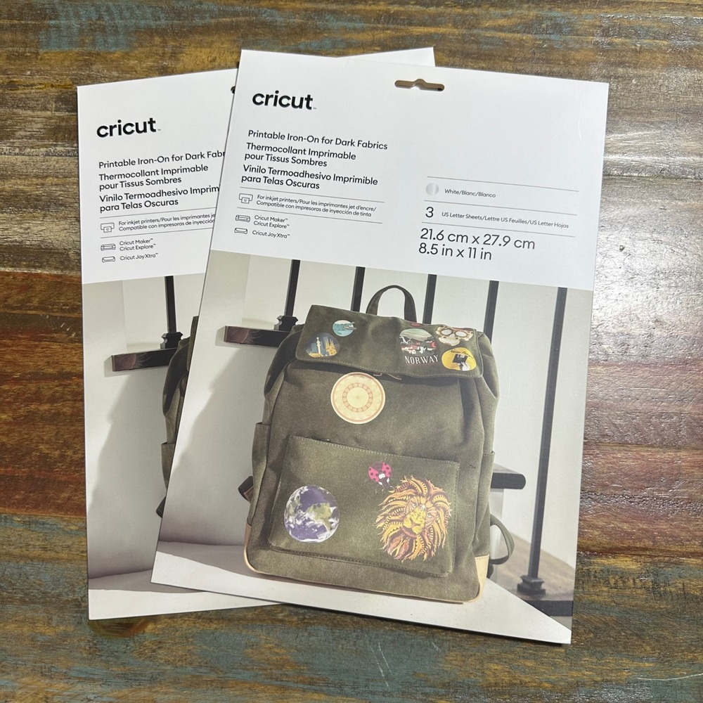 Cricut Printable Iron-On for Dark Fabrics White 8.5x11 3 Sheets Each 6 Total
